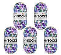myboshi mysocks Pixel, 6-fädige Sockenwolle, strapazierfähig, Garn aus Schurwolle, filzfrei, 150g, Ll 390m Lila (Dotty) 5 Knäuel
