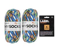 myboshi mysocks Pixel, 6-fädige Sockenwolle, strapazierfähig, Garn, inkl. original myboshi Label in Lederoptik aus Schurwolle, filzfrei, 150g, Ll 390m Grün (Booker) 2 Knäuel
