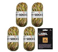 myboshi mysocks Pixel, 6-fädige Sockenwolle, strapazierfähig, Garn, inkl. original myboshi Label in Lederoptik aus Schurwolle, filzfrei, 150g, Ll 390m Braun (Copper) 4 Knäuel