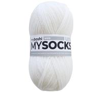 myboshi mysocks Uni einfarbige Sockenwolle, 4-fädig, weich und geschmeidig, mit Aloe Vera behandelt, 100g, Ll 420m, Weiß 1 Knäuel