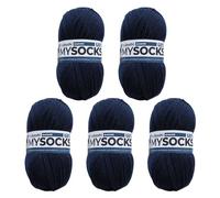 myboshi mysocks uni einfarbige Sockenwolle, 4-fädig, weich und geschmeidig, mit Aloe Vera behandelt, 100g, Ll 420m, Blau (Marine) 5 Knäuel