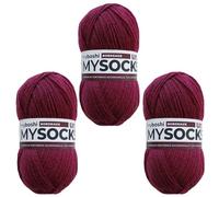 myboshi mysocks uni einfarbige Sockenwolle, 4-fädig, weich und geschmeidig, mit Aloe Vera behandelt, 100g, Ll 420m, Rot (Bordeaux) 3 Knäuel