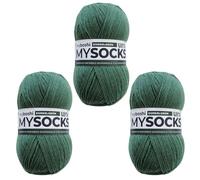 myboshi mysocks uni einfarbige Sockenwolle, 4-fädig, weich und geschmeidig, mit Aloe Vera behandelt, 100g, Ll 420m, Grün (Dunkelgrün) 3 Knäuel