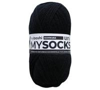 myboshi mysocks Uni einfarbige Sockenwolle, 4-fädig, weich und geschmeidig, mit Aloe Vera behandelt, 100g, Ll 420m, Schwarz 1 Knäuel