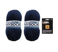 myboshi mysocks uni einfarbige Sockenwolle, 4-fädig, weich und geschmeidig, mit Aloe Vera behandelt, inkl. Label, 100g, Ll 420m, Blau (Marine) 2 Knäuel