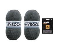 myboshi mysocks uni einfarbige Sockenwolle, 4-fädig, weich und geschmeidig, mit Aloe Vera behandelt, inkl. Label, 100g, Ll 420m, Grau 2 Knäuel