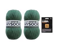 myboshi mysocks uni einfarbige Sockenwolle, 4-fädig, weich und geschmeidig, mit Aloe Vera behandelt, inkl. Label, 100g, Ll 420m, Grün (Dunkelgrün) 2 Knäuel