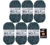 myboshi No.1 Tweed, Schnellstrickgarn in Tweed-Optik, mit Label, mulesing-freie Mützenwolle, Strickwolle, Häkelwolle, pflegeleicht, 50g, Ll 55m Grün (Kupfergrün) 6 Knäuel
