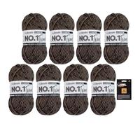 myboshi No.1 Tweed, Schnellstrickgarn in Tweed-Optik, mit Label, mulesing-freie Mützenwolle, Strickwolle, Häkelwolle, pflegeleicht, 50g, Ll 55m Dunkelgrau (Schiefer) 8 Knäuel