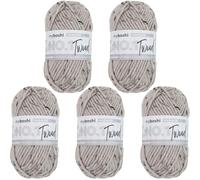 myboshi No.1 Tweed, zum Häkeln und Stricken, Schnellstrickgarn, mulesing-freie Mützenwolle, Strickwolle, Häkelwolle, 50g, Ll 55m Beige (Marmor) 5 Knäuel