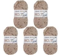 myboshi No.1 Tweed, zum Häkeln und Stricken, Schnellstrickgarn, mulesing-freie Mützenwolle, Strickwolle, Häkelwolle, 50g, Ll 55m Braun (Sandstein) 5 Knäuel