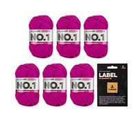 myboshi No.1 Wolle zum Häkeln und Stricken, Schnellstrickgarn, inkl. Label, Strickwolle, Häkelwolle, mulesing-frei, Ll. 55m /50g, 30% Wolle (Merinowolle) Rosa (Magenta), 6 Knäuel