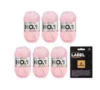 myboshi No.1 Wolle zum Häkeln und Stricken, Schnellstrickgarn, inkl. Label, Strickwolle, Häkelwolle, mulesing-frei, Ll. 55m /50g, 30% Wolle (Merinowolle) Rosa (Rose), 6 Knäuel