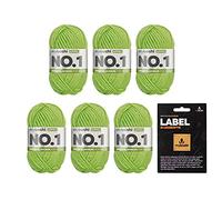 myboshi No.1 Wolle zum Häkeln und Stricken, Schnellstrickgarn, inkl. Label, Strickwolle, Häkelwolle, mulesing-frei, Ll. 55m /50g, 30% Wolle (Merinowolle) Grün (Apfel), 6 Knäuel