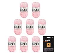 myboshi No.1 Wolle zum Häkeln und Stricken, Schnellstrickgarn, inkl. Label, Strickwolle, Häkelwolle, mulesing-frei, Ll. 55m /50g, 30% Wolle (Merinowolle) Rosa (Rose), 8 Knäuel