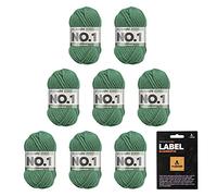 myboshi No.1 Wolle zum Häkeln und Stricken, Schnellstrickgarn, inkl. Label, Strickwolle, Häkelwolle, mulesing-frei, Ll. 55m /50g, 30% Wolle (Merinowolle) Grün (Grasgrün), 8 Knäuel