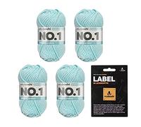 myboshi No.1 Wolle zum Häkeln und Stricken, Schnellstrickgarn, inkl. Label, Strickwolle, Häkelwolle, mulesing-frei, Ll. 55m /50g, 30% Wolle (Merinowolle) Blau (Himmelblau), 4 Knäuel