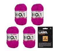 myboshi No.1 Wolle zum Häkeln und Stricken, Schnellstrickgarn, inkl. Label, Strickwolle, Häkelwolle, mulesing-frei, Ll. 55m /50g, 30% Wolle (Merinowolle) Rosa (Magenta), 4 Knäuel