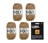 myboshi No.1 Wolle zum Häkeln und Stricken, Schnellstrickgarn, inkl. Label, Strickwolle, Häkelwolle, mulesing-frei, Ll. 55m /50g, 30% Wolle (Merinowolle) Braun (Ocker), 4 Knäuel