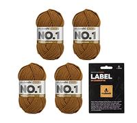 myboshi No.1 Wolle zum Häkeln und Stricken, Schnellstrickgarn, inkl. Label, Strickwolle, Häkelwolle, mulesing-frei, Ll. 55m /50g, 30% Wolle (Merinowolle) Braun (Muskat), 4 Knäuel