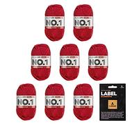 myboshi No.1 Wolle zum Häkeln und Stricken, Schnellstrickgarn, inkl. Label, Strickwolle, Häkelwolle, mulesing-frei, Ll. 55m /50g, 30% Wolle (Merinowolle) Rot (Chillirot), 8 Knäuel