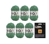 myboshi No.1 Wolle zum Häkeln und Stricken, Schnellstrickgarn, inkl. Label, Strickwolle, Häkelwolle, mulesing-frei, Ll. 55m /50g, 30% Wolle (Merinowolle) Grün (Grasgrün), 6 Knäuel