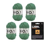 myboshi No.1 Wolle zum Häkeln und Stricken, Schnellstrickgarn, inkl. Label, Strickwolle, Häkelwolle, mulesing-frei, Ll. 55m /50g, 30% Wolle (Merinowolle) Grün (Grasgrün), 4 Knäuel