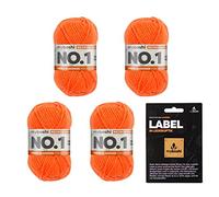 myboshi No.1 Wolle zum Häkeln und Stricken, Schnellstrickgarn, inkl. Label, Strickwolle, Häkelwolle, mulesing-frei, Ll. 55m /50g, 30% Wolle (Merinowolle) Neonorange, 4 Knäuel