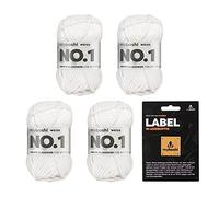 myboshi No.1 Wolle zum Häkeln und Stricken, Schnellstrickgarn, inkl. Label, Strickwolle, Häkelwolle, mulesing-frei, Ll. 55m /50g, 30% Wolle (Merinowolle) Weiß (Weiß), 4 Knäuel