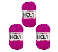 myboshi No.1-Wolle zum Häkeln und Stricken, Schnellstrickgarn, langlebige Mützenwolle, Mulesing-frei, 50g, Ll 55m Rosa (Magenta) 3 Knäuel