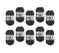 myboshi No.1-Wolle zum Häkeln und Stricken, Schnellstrickgarn, langlebige Mützenwolle, Mulesing-frei, 50g, Ll 55m Grau (Anthrazit) 10 Knäuel