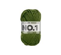 myboshi No.1 Wolle zum Häkeln und Stricken, Schnellstrickgarn, langlebige Mützenwolle, Strickwolle, Häkelwolle, mulesing-frei, 50g, Ll 55m Grün (Grasgrün), 1 Knäuel
