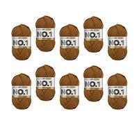 myboshi No.1 Wolle zum Häkeln und Stricken, Schnellstrickgarn, langlebige Mützenwolle, Strickwolle, Häkelwolle, mulesing-frei, 50g, Ll 55m Braun (Muskat) 10 Knäuel