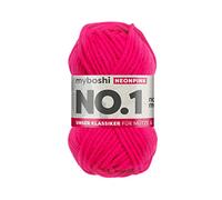 myboshi No.1 Wolle zum Häkeln und Stricken, Schnellstrickgarn, langlebige Mützenwolle, Strickwolle, Häkelwolle, mulesing-frei, 50g, Ll 55m Neonpink, 1 Knäuel