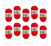 myboshi No.1 Wolle zum Häkeln und Stricken, Schnellstrickgarn, langlebige Mützenwolle, Strickwolle, Häkelwolle, mulesing-frei, 50g, Ll 55m Rot (Signalrot) 10 Knäuel