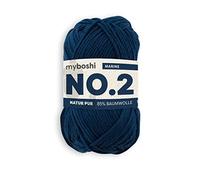 myboshi No.2 Baumwolle zum Häkeln, Baby Wolle, vegane Wolle zum Stricken, 60 Grad waschbar, für Baby und Amigurumi, 50g, Ll 100m Blau (Marine) 1 Knäuel