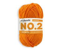 myboshi No.2 Baumwolle zum Häkeln, Baby Wolle, vegane Wolle zum Stricken, 60 Grad waschbar, für Baby und Amigurumi, 50g, Ll 100m Orange (Aprikose) 1 Knäuel