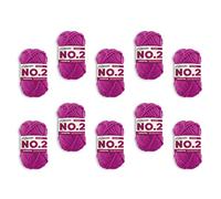 myboshi No.2 Baumwolle zum Häkeln, Baby Wolle, vegane Wolle zum Stricken, 60 Grad waschbar, für Baby und Amigurumi, 50g, Ll 100m Rosa (Fuchsia) 10 Knäuel