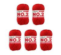 myboshi No.2 Baumwolle zum Häkeln, Baby Wolle, vegane Wolle zum Stricken, 60 Grad waschbar, für Baby und Amigurumi, 50g, Ll 100m Rot (Tomate) 5 Knäuel