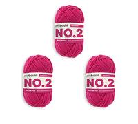 myboshi No.2 Baumwolle zum Häkeln, Baby Wolle, vegane Wolle zum Stricken, 60 Grad waschbar, für Baby und Amigurumi, 50g, Ll 100m Rosa (Magenta) 3 Knäuel