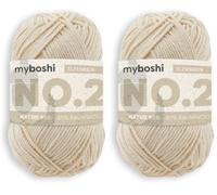 myboshi No.2 Baumwolle zum Häkeln, Baby Wolle, vegane Wolle zum Stricken, 60 Grad waschbar, für Baby und Amigurumi, 50g, Ll 100m Beige (Elfenbein) 1 Knäuel (Packung mit 2)