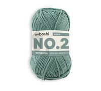 myboshi No.2 Baumwolle zum Häkeln, Baby Wolle, vegane Wolle zum Stricken, 60 Grad waschbar, für Baby und Amigurumi, 50g, Ll 100m Grün (Agave) 1 Knäuel