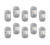 myboshi No.2 Baumwolle zum Häkeln, Baby Wolle, vegane Wolle zum Stricken, 60 Grad waschbar, für Baby und Amigurumi, 50g, Ll 100m Grau (Silber) 10 Knäuel