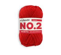 myboshi No.2 Baumwolle zum Häkeln, Baby Wolle, vegane Wolle zum Stricken, 60 Grad waschbar, für Baby und Amigurumi, 50g, Ll 100m Rot (Tomate) 1 Knäuel