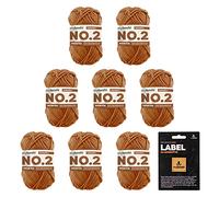 myboshi No.2 inkl. Label, Baumwolle zum Häkeln und Stricken, für Baby und Amigurumi, vegan, 60 Grad waschbar, 50g, Ll 100m Braun (Karamell), 8 Knäuel