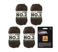 myboshi No.2 inkl. Label, Baumwolle zum Häkeln und Stricken, für Baby und Amigurumi, vegan, 60 Grad waschbar, 50g, Ll 100m Braun (Kakao), 4 Knäuel