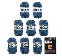 myboshi No.2 inkl. Label, Baumwolle zum Häkeln und Stricken, für Baby und Amigurumi, vegan, 60 Grad waschbar, 50g, Ll 100m Blau (Blaubeere), 8 Knäuel