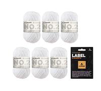 myboshi No.2 inkl. Label, Baumwolle zum Häkeln und Stricken, für Baby und Amigurumi, vegan, 60 Grad waschbar, 50g, Ll 100m Weiß (Weiß), 6 Knäuel