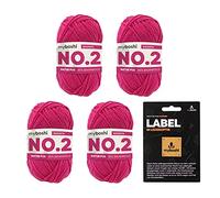 myboshi No.2 inkl. Label, Baumwolle zum Häkeln und Stricken, für Baby und Amigurumi, vegan, 60 Grad waschbar, 50g, Ll 100m Rosa (Magenta), 4 Knäuel