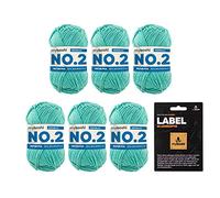 myboshi No.2 inkl. Label, Baumwolle zum Häkeln und Stricken, für Baby und Amigurumi, vegan, 60 Grad waschbar, 50g, Ll 100m Blau (Meerblau), 6 Knäuel